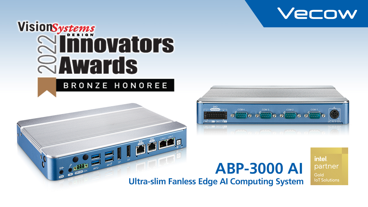 Vecow ABP-3000 AI Computing System Awarded with Vision Systems Design 2022 Innovators Awards Program